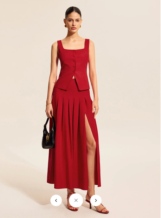 Commense Dresses & Skirts - NWT commense Cotton & Linen Pleated Slit Skirt Sz M
